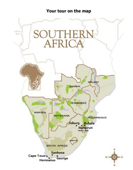 2025 South Africa Tour Map